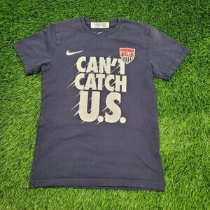 NIKE Soccer Shirt Small 18x26 Navy-Blue